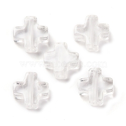 Natural Quartz Crystal Beads, Rock Crystal Cross Beads, 10x10x4mm, Hole: 1.2mm(G-K369-02I)