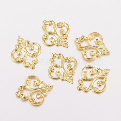 201 Stainless Steel Filigree Joiners Links, Flower, Golden, 15.5x13x1mm, Hole: 3x3.5mm(X-STAS-F162-08G)