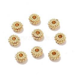 Rack Plating Alloy Beads, Long-Lasting Plated, Cadmium Free & Lead Free, Flower, Real 14K Gold Plated, 6x3mm, Hole: 2.1mm(X-PALLOY-D004-14LG)