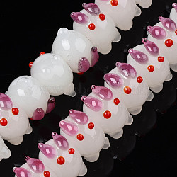 Handmade Bumpy Lampwork Beads Strands, Rabbit, Plum, 14.5~16x10x14~15mm, Hole: 1mm, about 45pcs/strand, 17.32 inch~17.72 inch(44cm~45cm)(LAMP-T017-01A)