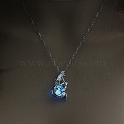 Luminous Alloy Pendants, Necklace, Halloween Theme, Angel & Fairy, 17.72 inch(45cm)(PW-WG28634-02)