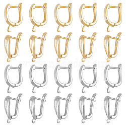 24Pcs 4 Styles Brass Hoop Earring Findings, with Latch Back Closure and Horizontal Loops, Long-Lasting Plated, Golden & Silver, 16.5~19.5x11~12x2.5~5mm, Hole: 1.2~2mm, Pin: 0.9mm, 6Pcs/style(KK-DC0003-13)