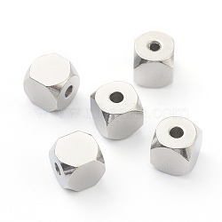 Non-Tarnish 304 Stainless Steel Beads, Cube, Faceted, Stainless Steel Color, 6x6x6mm, Hole: 1.8mm(STAS-H160-02G-P)