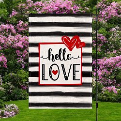 Valentine's Day Theme Linen Garden Flags, Double Sided Yard Flags Banner Sign, for Anniversary Wedding House Outdoor Decoration, Rectangle with Stripe Heart, Red, 450x310x3mm(AJEW-H146-03B)
