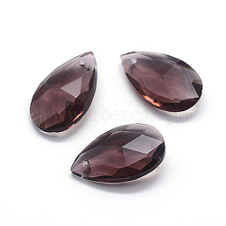 Faceted Glass Pendants, Teardrop, Rosy Brown, 22x13x8.5mm, Hole: 1mm(GLAA-F069-L-A07)