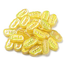 UV Plating Luminous Acrylic Beads, Iridescent, Cloud, Green Yellow, 15x26x6mm, Hole: 2.6mm(OACR-R261-01B)