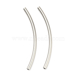 Non-Tarnish 304 Stainless Steel Tube Beads, Curved Tube, Stainless Steel Color, 40x2mm, Hole: 1.2mm(STAS-B047-27O-P)