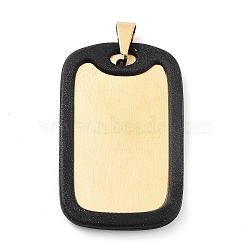 304 Stainless Steel Big Pendants, Rectangle Charms, Golden & Black, 52x31.50x3.80mm, Hole: 5x6.5mm(STAS-R225-07A-G)