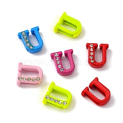 Spray Painted Zinc Alloy Slide Charms,with Crystal Rhinestone, Letter Slide Charms, Mixed Color, Letter.U, 11.5~13mm(ALRI-WH0005-13U)