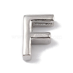 Brass Pendants, Letter Charms, Platinum, Letter F, 8.5x5.5x3mm, Hole: 1.5mm(KK-P266-05P-F)