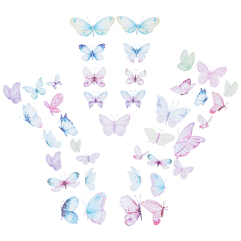 Waterproof PVC Butterfly Pattern Self Adhesive Sticker, for Party Celebrate Decoration, Colorful, 30x20cm, 15pcs/sheet and 25pcs/sheet, 2sheet/set