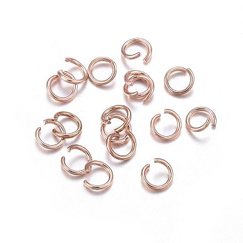 304 Stainless Steel Jump Rings, Open Jump Rings, Rose Gold, 21 Gauge, 4.5x0.7mm