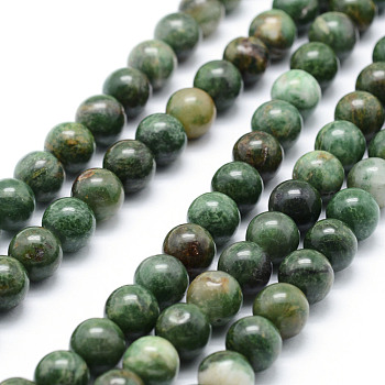 Natural African Jade Beads Strands, Round, 8mm, Hole: 1mm, about 49pcs/strand, 15.7 inch(40cm)