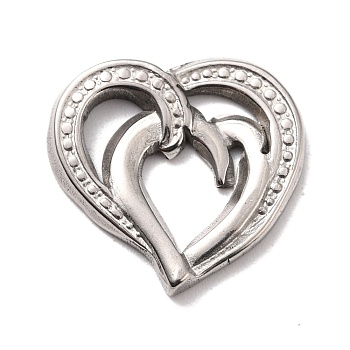 304 Stainless Steel Pendants Cabochons for Enamel, Heart, Stainless Steel Color, 20x21x2.5mm, Hole: 6x5mm