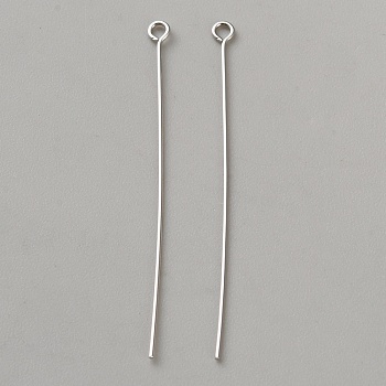 925 Sterling Silver Eye Pins, Platinum, 40x2.5x0.5mm, Hole: 1.4mm, 24 Gauge