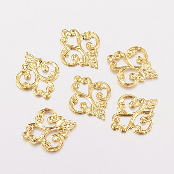 201 Stainless Steel Filigree Joiners Links, Flower, Golden, 15.5x13x1mm, Hole: 3x3.5mm