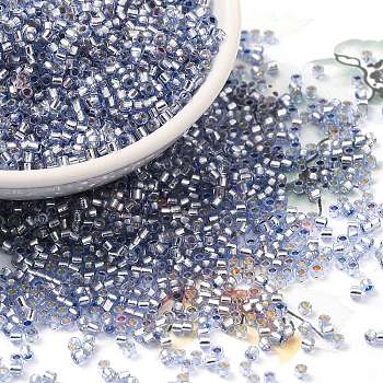 Glass Seed Beads, Silver Lined, Cylinder, Cornflower Blue, 2x1.5mm, Hole: 1.4mm, about 50398pcs/pound