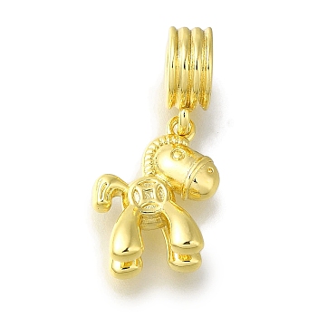 Rack Plating Brass Pendant, Lead Free & Cadmium Free, Long-Lasting Plated, Horse, Golden, 23mm, Hole: 4mm