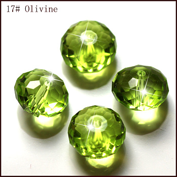Imitation Austrian Crystal Beads, Grade AAA, Faceted, Rondelle, Yellow Green, 10x7mm, Hole: 0.9~1mm