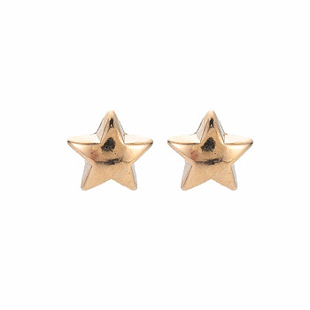 Star Stud Earrings for Women, Cadmium Free & Lead Free, Gold, 9x9.5mm, Pin: 0.6mm