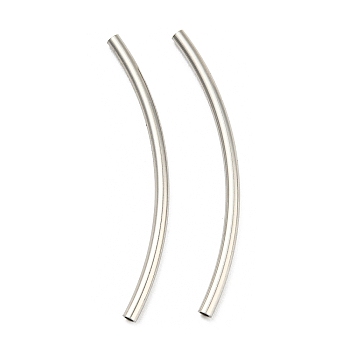 304 Stainless Steel Tube Beads, Curved Tube, Stainless Steel Color, 40x2mm, Hole: 1.2mm