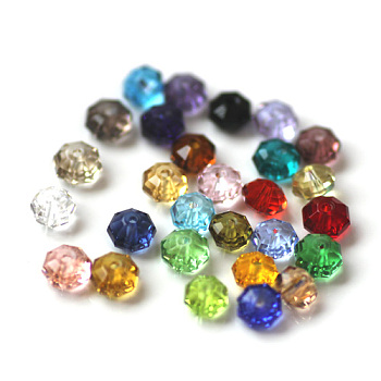 Imitation Austrian Crystal Beads, Grade AAA, Faceted, Octagon, Mixed Color, 6x4mm, Hole: 0.7~0.9mm
