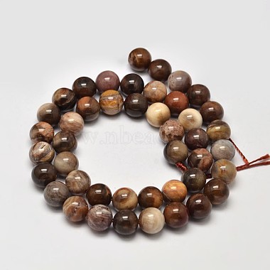 Natural Petrified Wood Round Bead Strands(G-F266-08-8mm)-2