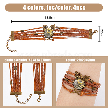 4Pcs 4 Colors PU Leather Cord Multi-strand Bracelets Set(BJEW-FI0001-06)-2