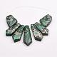 Assembled Silver Line and Malachite Bead Strands(G-P297-N01)-1