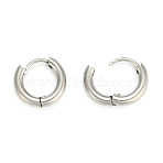 304 Stainless Steel Huggie Hoop Earrings, Thick Hoop Earrings, Ring, Stainless Steel Color, 9 Gauge, 16.5x18x3mm, Pin: 1mm(EJEW-O087-06B-P)