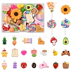 24Pcs 24 Styles Resin Pendants Sets, Mixed Shapes, Mixed Color, 16~56x12~30.5x4.5~14mm, Hole: 1.7~8mm, 1pc/style(RESI-YW0003-23)