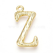 Brass Pendants, Letter Charms, Letter Z, 22.5x11x3mm, Hole: 1.6mm(KK-N254-218G-Z)