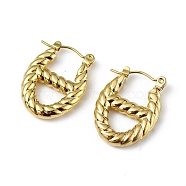 Ion Plating(IP) 304 Stainless Steel Oval Hoop Earrings for Women, Golden, 21x16x3.5mm, Pin: 0.6mm(EJEW-I284-20G)