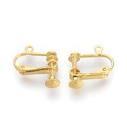 Brass Screw Clip-on Earring Findings, Spiral Ear Clip, Golden, 15x17x5mm, Hole: 1.5mm(KK-R071-04G)