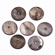 Natural Freshwater Shell Beads, Disc, Coconut Brown, 20x1~2mm, Hole: 2mm(X-SHEL-N026-60)