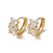 KC Gold Plated Brass Micro Pave Cubic Zirconia Hoop Earring, Bowknot, 12x7mm(EJEW-L271-11KCG-06)