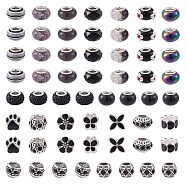 Resin/Glass/Alloy/Acrylic Enamel European Beads, Large Hole Beads, Mixed Shapes, Mixed Color, Black, 54pcs/box(MPDL-SZ0001-01)