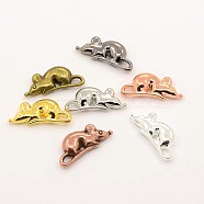 Alloy Animal Mouse Rat Charms Pendants, Mixed Color, 18x8x3mm, Hole: 3x1mm(PALLOY-M031-08)