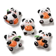 Opaque Resin Decoden Cabochons, Panda with Pumpkin, Mixed Shapes, White, 24.5x19~23x9.5~11mm(CRES-P034-04)