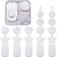 Aluminum Blank Pendants, Mixed Shapes, Platinum, 30pcs/box(ALUM-BC0001-12P)