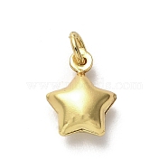925 Sterling Silver Pendants, Star Charms with Jump Rings, Golden, 11x9x5mm, Hole: 3mm(STER-P057-06G)