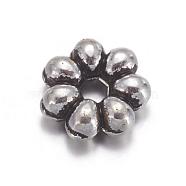 Tibetan Silver Spacer Beads, Lead Free & Cadmium Free, Flower, Antique Silver, about 6mm in diameter, 2mm thick, Hole: 1.5mm(X-AB-0896)