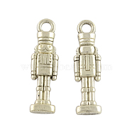 Tibetan Style Alloy Soldier Pendants, Lead Free & Cadmium Free, Antique Silver, 27x7x3mm, Hole: 3mm(TIBEP-GC160-AS-RS)