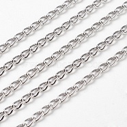Iron Twisted Chains Curb Chains, Unwelded, Platinum Color, with Spool, Link: 3x5mm, 0.8mm thick, about 328.08 Feet(100m)/roll(CHS003Y-N)