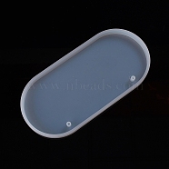 DIY Silicone Hangtag Molds, Resin Casting Molds, for UV Resin, Epoxy Resin Dangle Jewelry Making, Oval, White, 226x109x12mm, Hole: 7mm, Inner Size: 218x100mm(DIY-TAC0005-20)