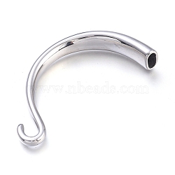 Non-Tarnish 304 Stainless Steel S-Hook Clasps, for Leather Cord Bracelets Making, Hook, Stainless Steel Color, 66.5x34x11mm, Hole: 4x8mm(STAS-F243-52P)