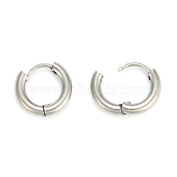 304 Stainless Steel Huggie Hoop Earrings, Thick Hoop Earrings, Ring, Stainless Steel Color, 9 Gauge, 16.5x18x3mm, Pin: 1mm(EJEW-O087-06B-P)