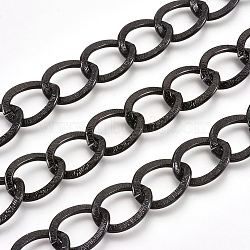 Aluminium Twisted Chains Curb Chains, Unwelded, Black, Link: about 15x20mm(X-CHF003Y-16)