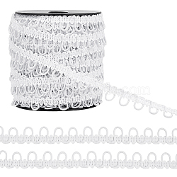 Polyester Braid Trims with Elastic Button Loops, Buttonhole Ribbons for Costume Crafts and Sewing, White, 5/8 inch(15mm), about 27.34 Yards(25m)/Roll(OCOR-WH0071-039B)