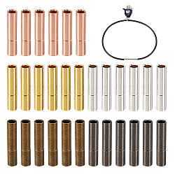 30 Sets 5 Colors Brass Bayonet Clasps, Column, Leather Cord Clasps Findings, Mixed Color, 14x3mm, Hole: 1.7mm, 6 sets/color(KK-OC0001-37D)